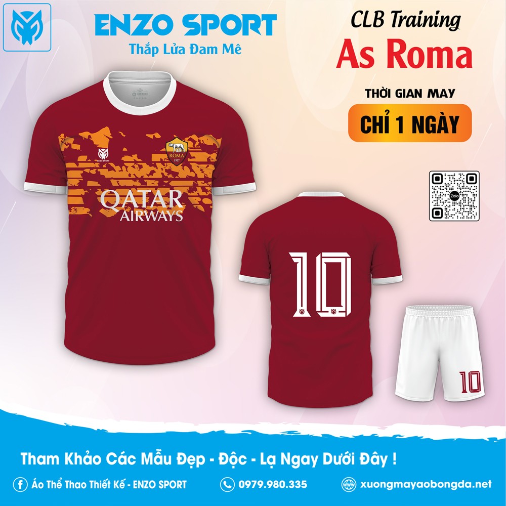 Áo As Roma training màu đỏ đô