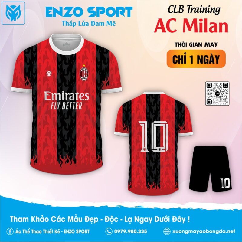 Đồng phục áo CLB AC Milan Training đẹp