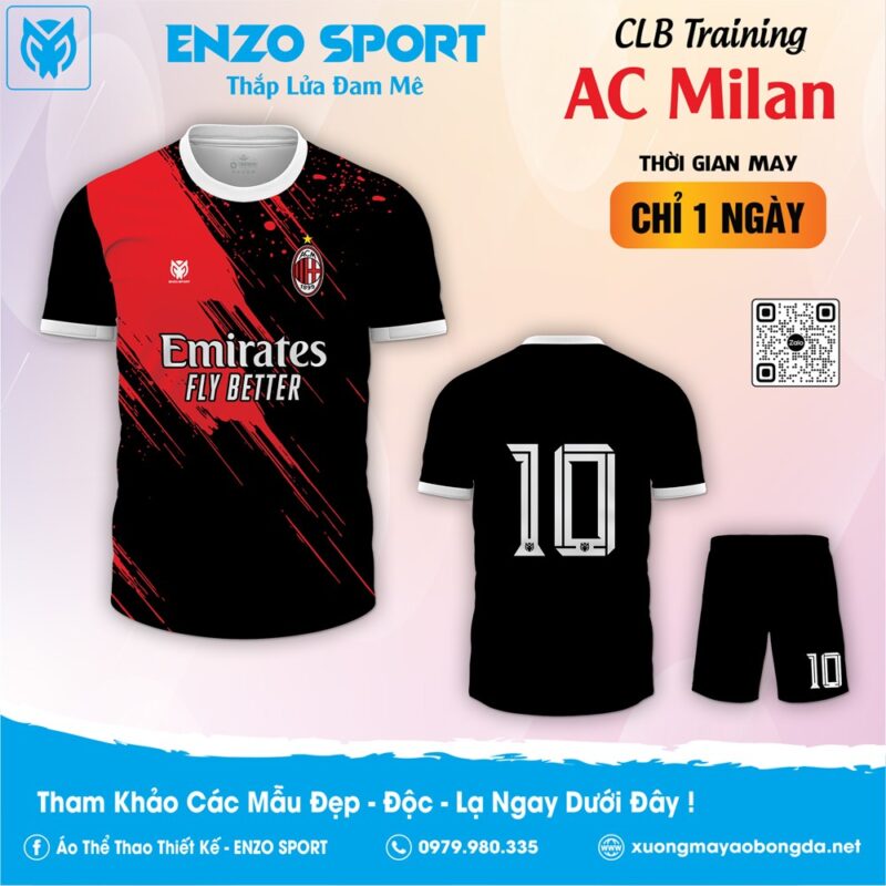 Áo thi đấu CLB AC Milan Training màu đen