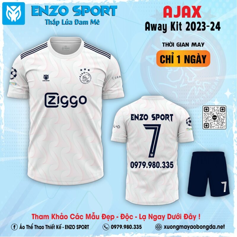 Mẫu áo đấu clb Ajax màu trắng 23/24